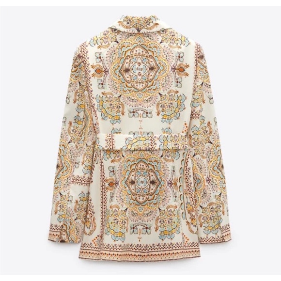 NWT Zara linen blend multi-colored patterned pant suit - Picture 7 of 7